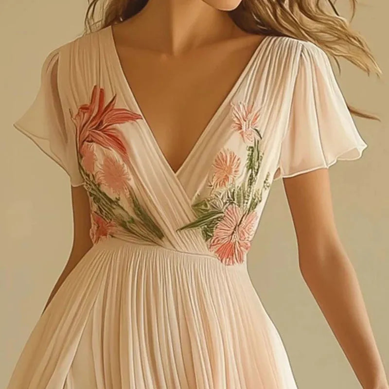 Amelia | Vestidos de Fiesta Elegantes con Cintura Alta y Escote en V
