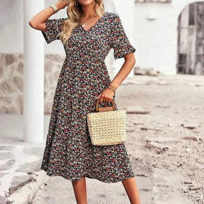 Layla™ - Vestido Impreso Elegante con Escote en V