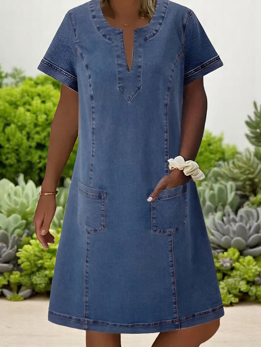 Julia | Vestido de Denim Suave con Bolsillos Frontales