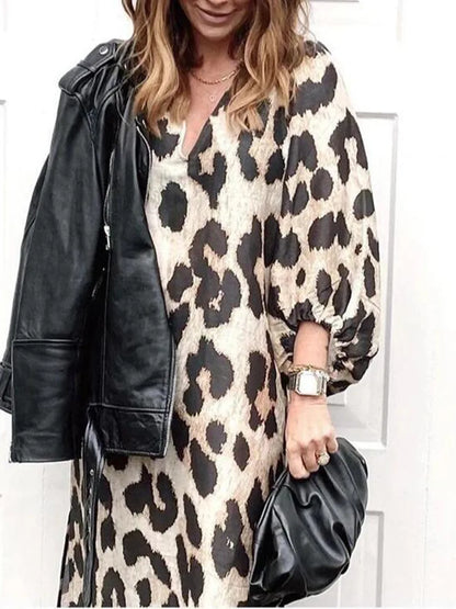 Zarina | Vestido Maxi de Viscosa con Estampado de Leopardo