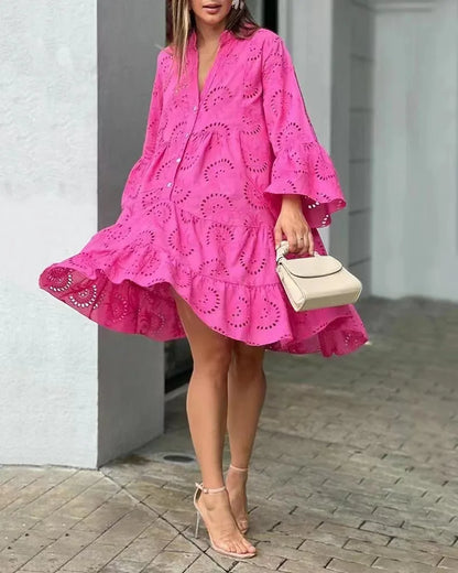 Robe Midi de Encaje Rosa - Elegancia Atemporal