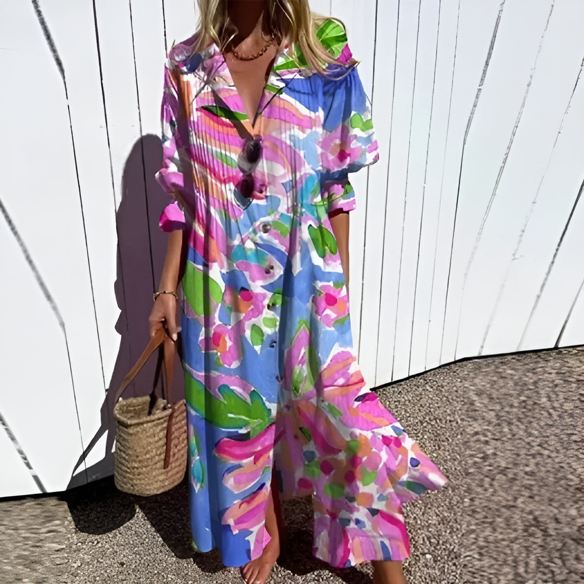 Hannah | Vestido de Smock con Botones Florales
