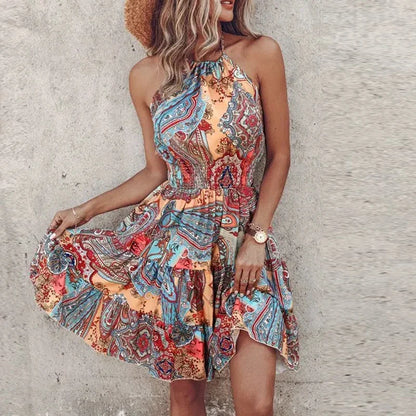 Marlowe - Vestido Midi Bohemio Colorido con Escote en V