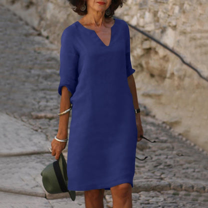 Silvia™ - Vestido atemporal con escote en V que cubre el vientre