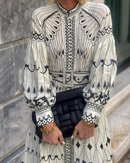 Eulalia - Vestido Boho de Cuello Alto Retro