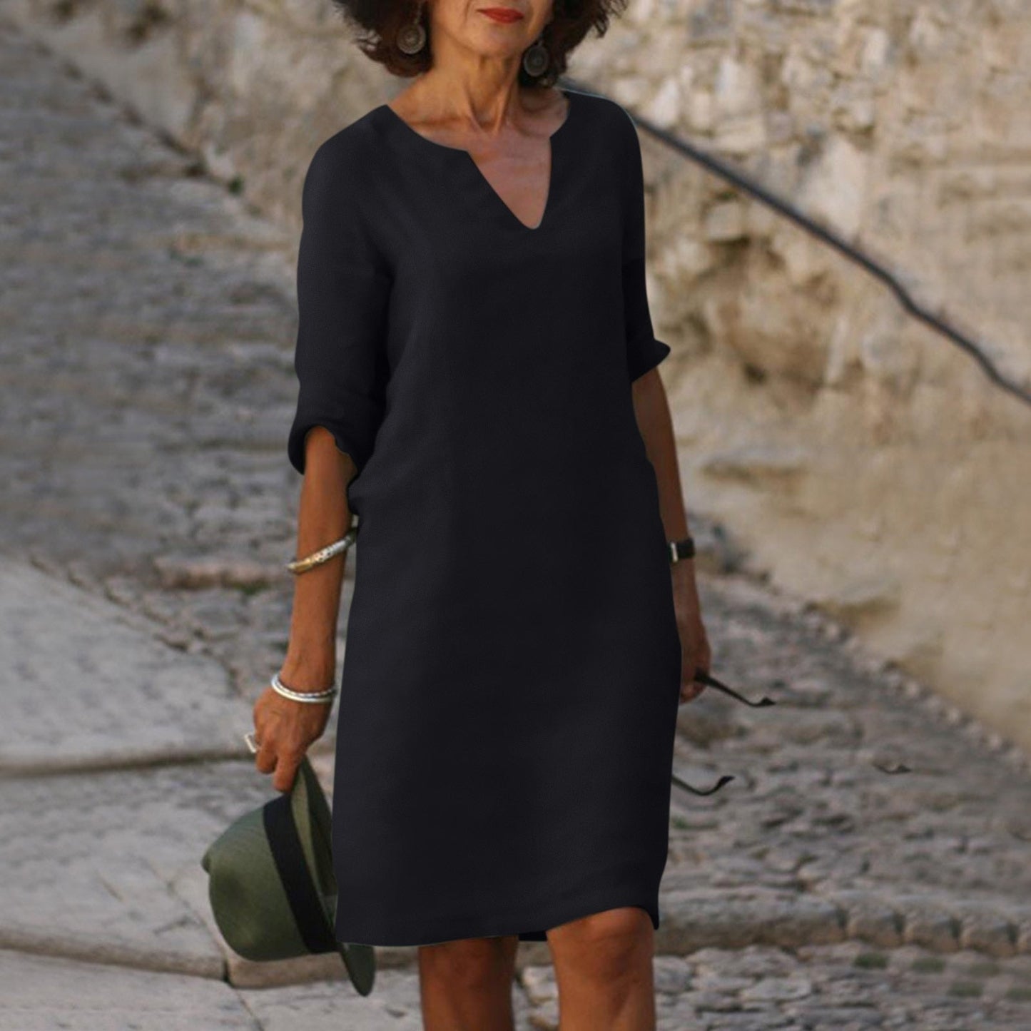 Silvia™ - Vestido atemporal con escote en V que cubre el vientre