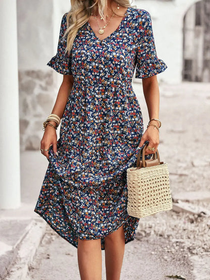 Layla™ - Elegante Vestido Impreso con Escote en V