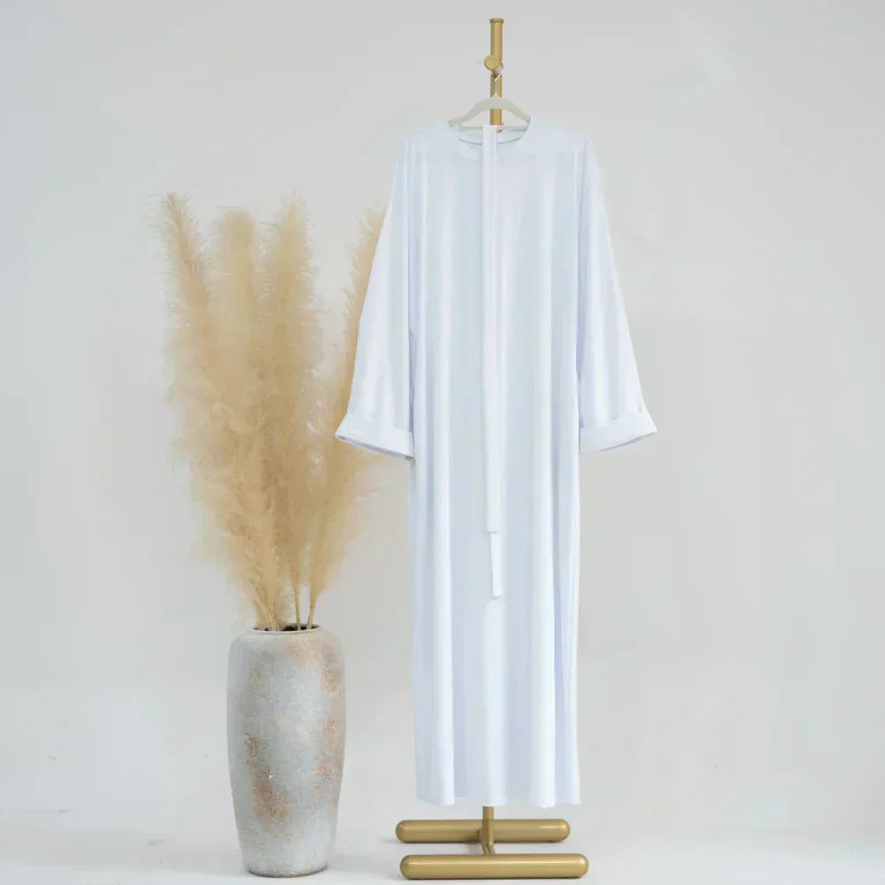 Ariane - Abaya Elegante de Punto con Cinturón y Bolsillos Laterales