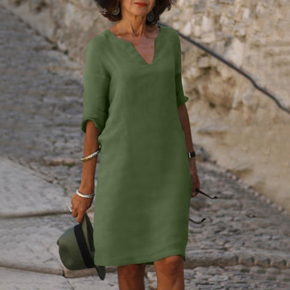 Silvia™ - Vestido atemporal con escote en V que cubre el vientre