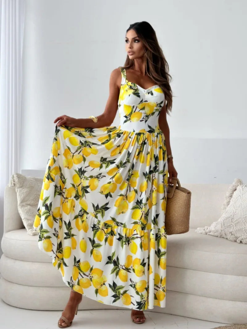 Vestido Largo Plisado Sin Espalda Lucia