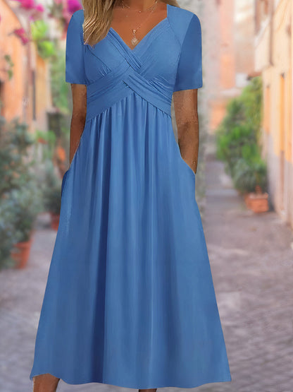 Cora - Vestido de V-Cuello con Bolsillos para Mujeres