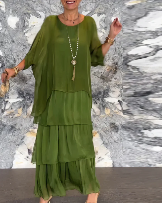 Caroline | Vestido Maxi Suelto con Cuello Redondo