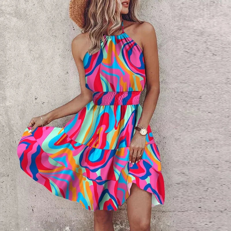 Marlowe - Vestido Midi Viscoso Bohemio Colorido