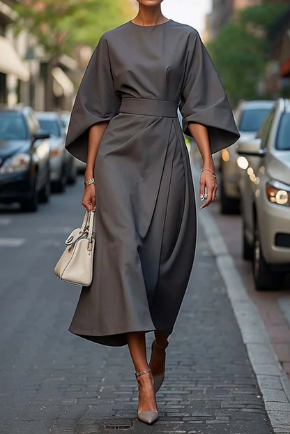Sonia - Vestido Elegante con Mangas de Linterna y Cinturón