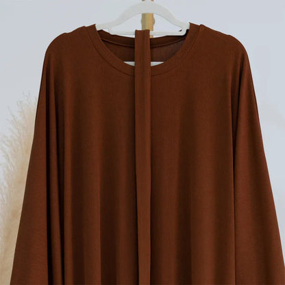 Ariane - Abaya Elegante de Punto con Cinturón y Bolsillos Laterales