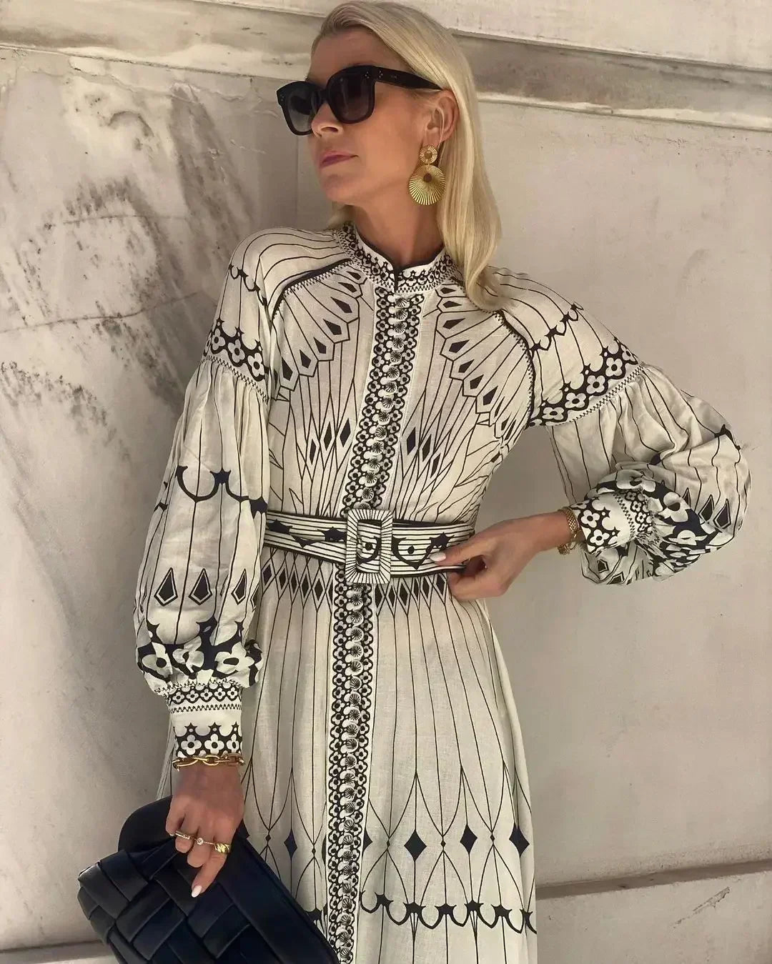 Eulalia - Vestido Boho con Cuello Alto Retro
