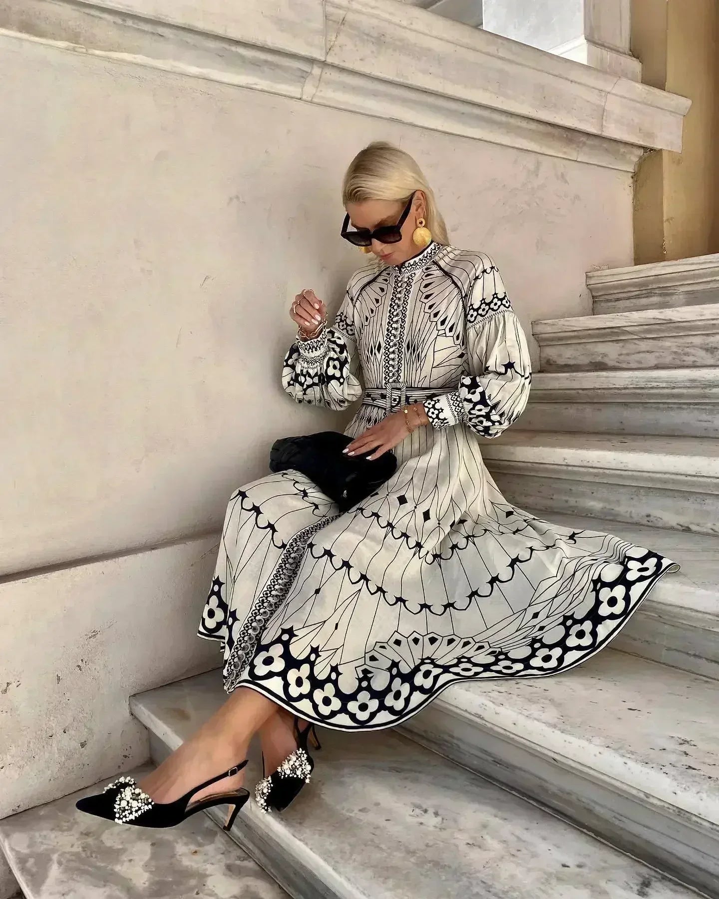 Eulalia - Vestido Boho de Cuello Alto Retro