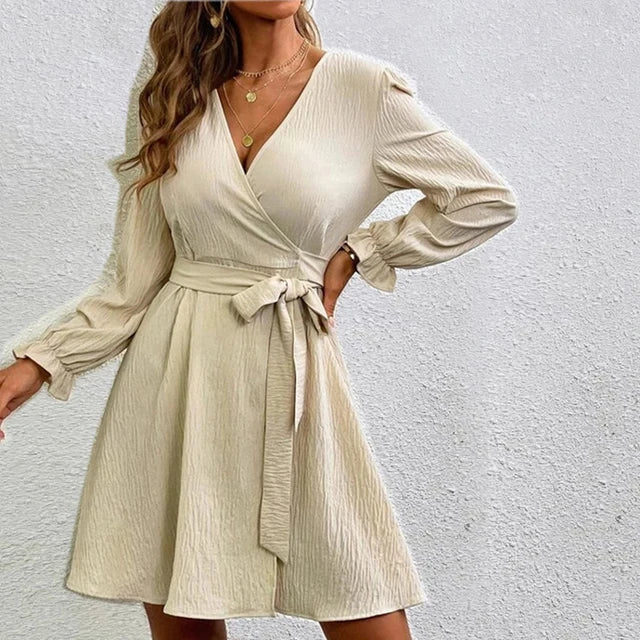 Semmy - Vestido envolvente elegante y atemporal con escote en V