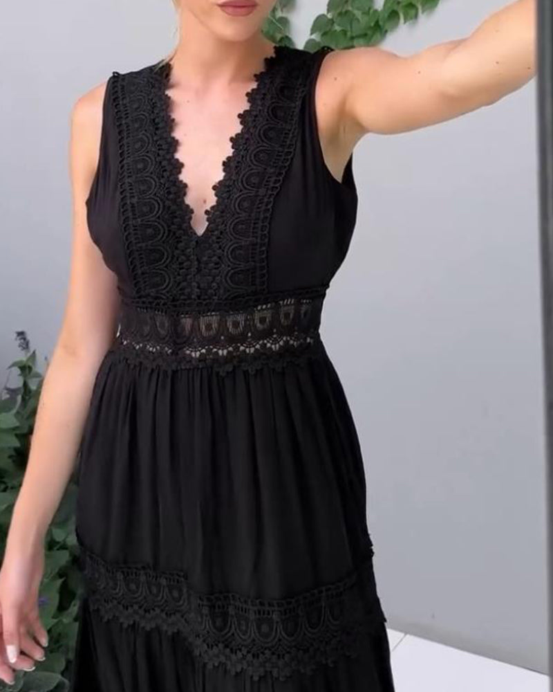 Mirna - Vestido de tirantes de encaje con escote en V