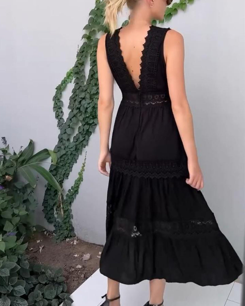 Mirna - Vestido sin mangas de encaje con escote en V