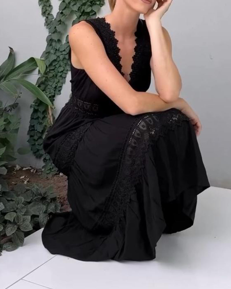 Mirna - Vestido sin mangas de encaje con escote en V