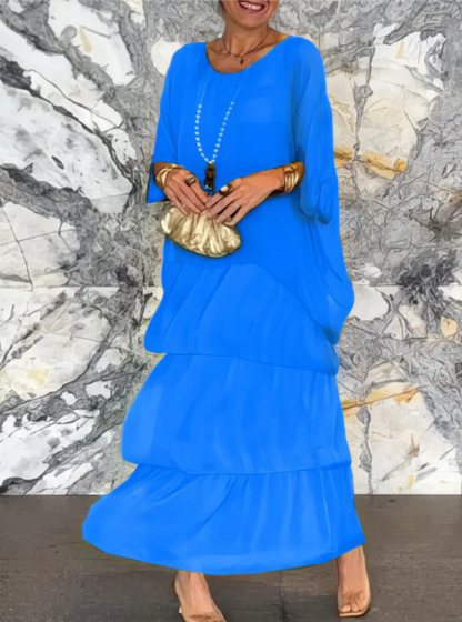 Caroline | Vestido Maxi de Cuello Redondo Suelto