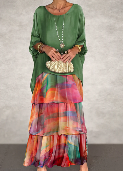 Caroline | Vestido Maxi de Cuello Redondo Suelto