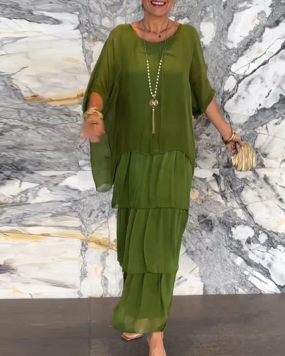 Caroline | Vestido Maxi Suelto con Cuello Redondo