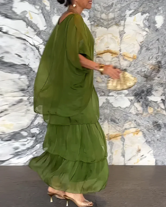 Caroline | Vestido Maxi de Cuello Redondo Suelto