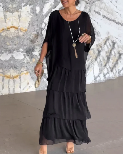Caroline | Vestido Maxi de Cuello Redondo Suelto