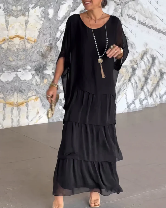 Caroline | Vestido Maxi Suelto con Cuello Redondo