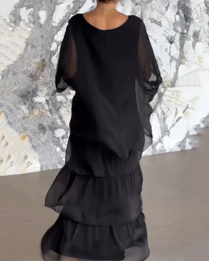 Caroline | Vestido Maxi Suelto con Cuello Redondo