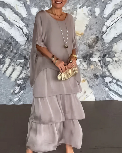 Caroline | Vestido Maxi de Cuello Redondo Suelto