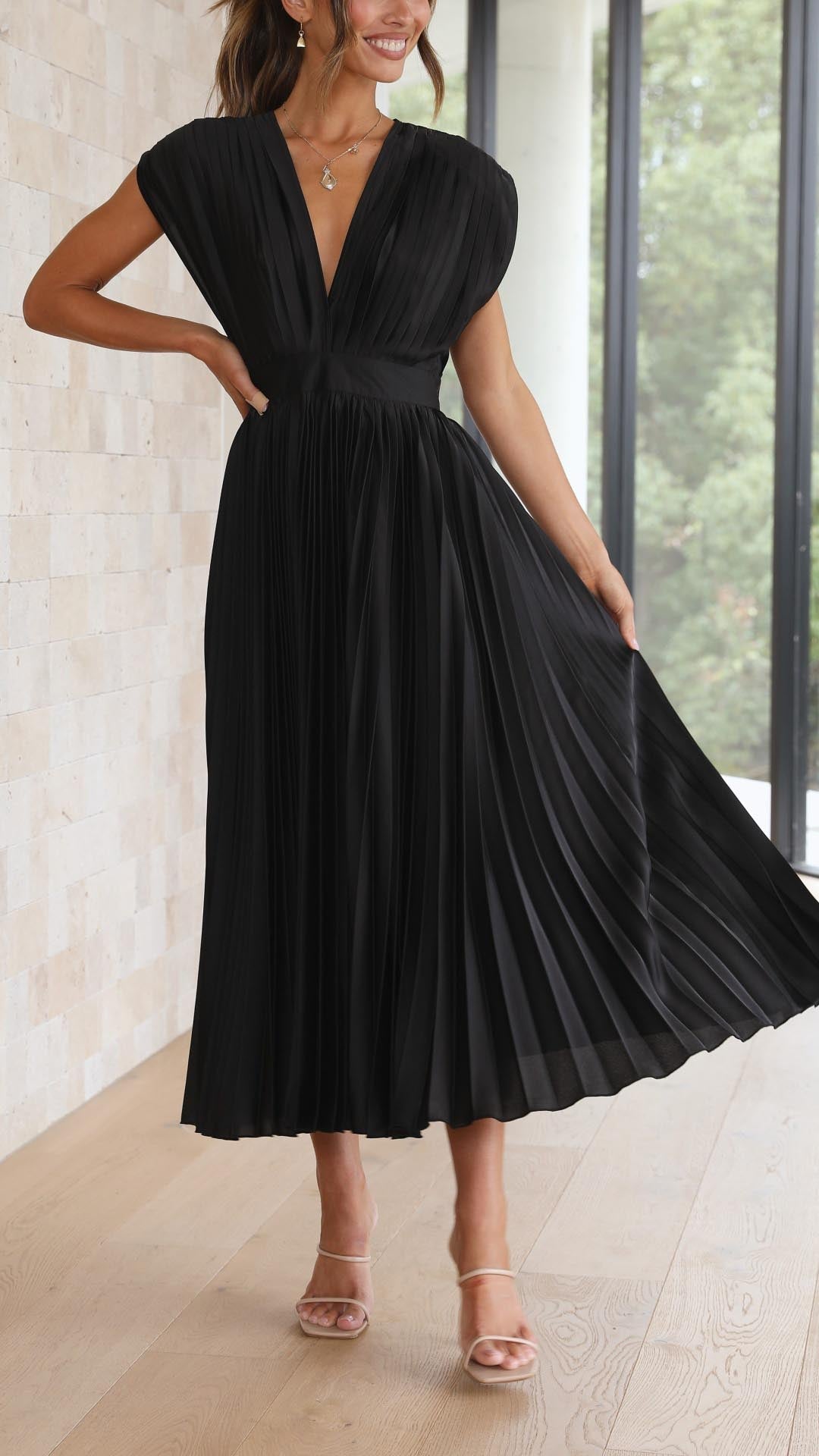 ALIYAH – VESTIDO MIDI PLISADO ELEGANTE