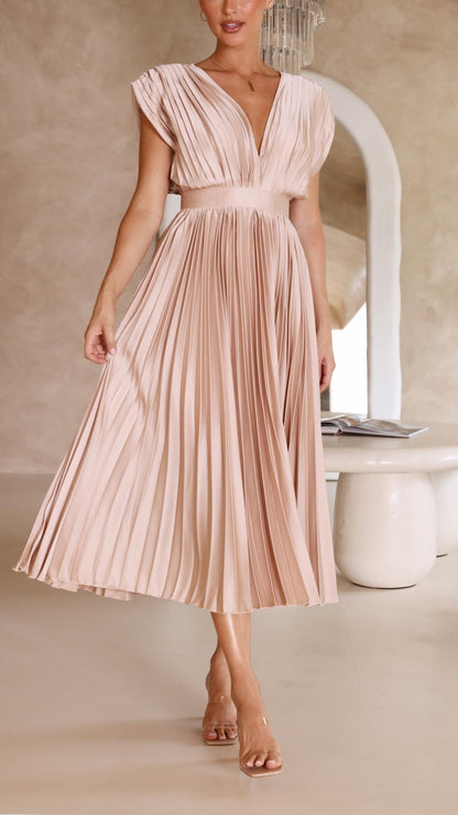 ALIYAH – VESTIDO MIDI PLISADO ELEGANTE