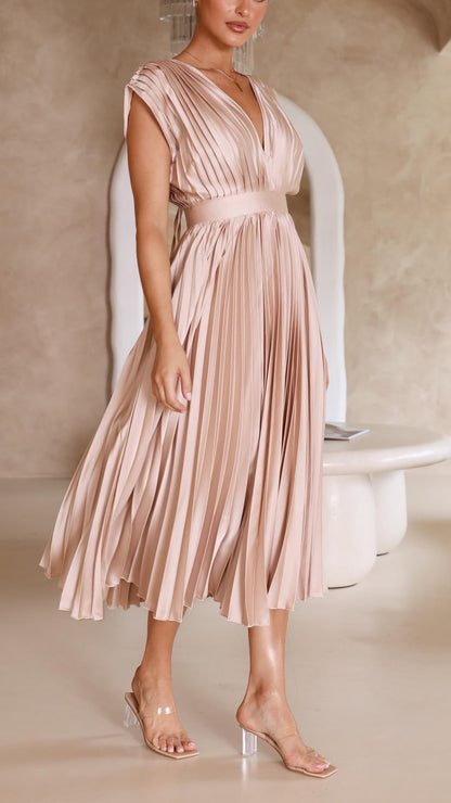 ALIYAH – VESTIDO MIDI PLISADO ELEGANTE