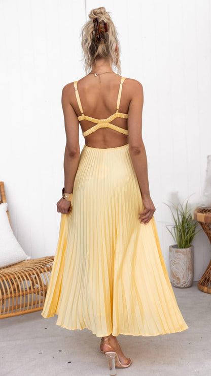Jane | Vestido Maxi con Pliegues y Escote en V