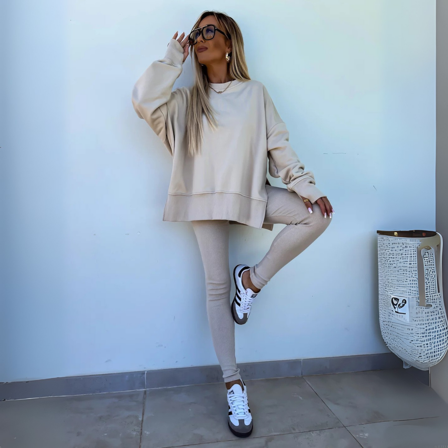 ELVYNESSA – CONJUNTO DE SUDADERA Y PANTALONES DE MANGA LARGA CASUAL