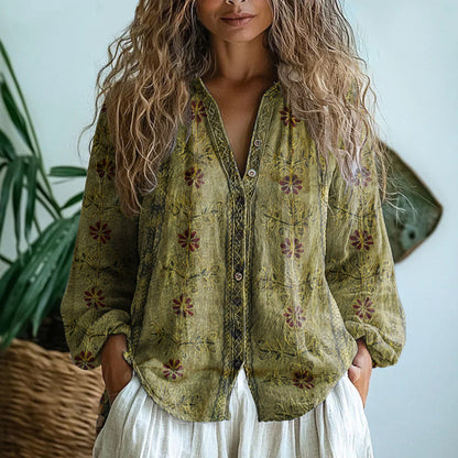 Brianna | Elegante Camisa Vintage con Diseño Floral