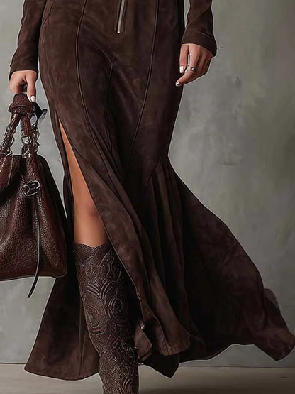 Selavra | Vestido Largo Entallado con Cremallera Frontal