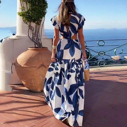 Maxi Mariposa de Verano: Vestido de Moda para Mujeres con Escote en V y Espalda Descubierta