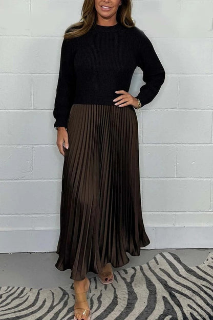 CAMILLA – VESTIDO MAXI CON SUÉTER Y FALDA PLISADA