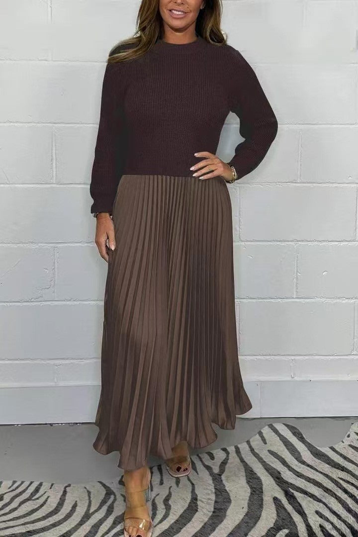 CAMILLA – VESTIDO MAXI CON SUÉTER Y FALDA PLISADA