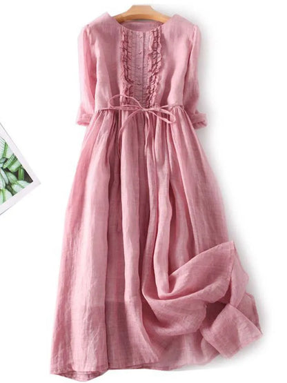 Arya - Vestido de Encaje con Cuello Redondo y Cintura Ajustable para Mujeres