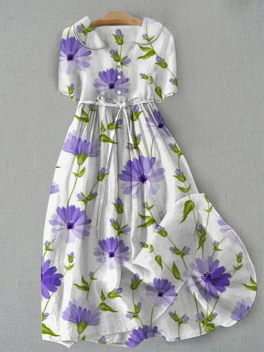 Vestido de Mujer - Elegancia Floral Vintage de Verano con Ajuste Ajustable