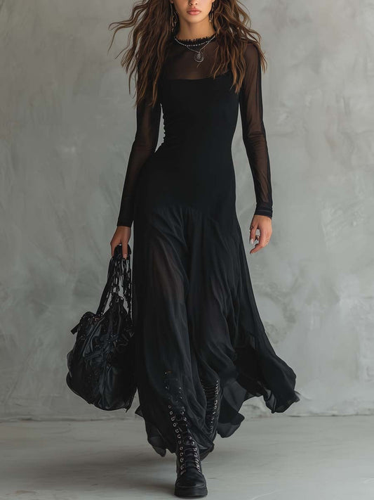 Yedra | Vestido maxi fluido de tul