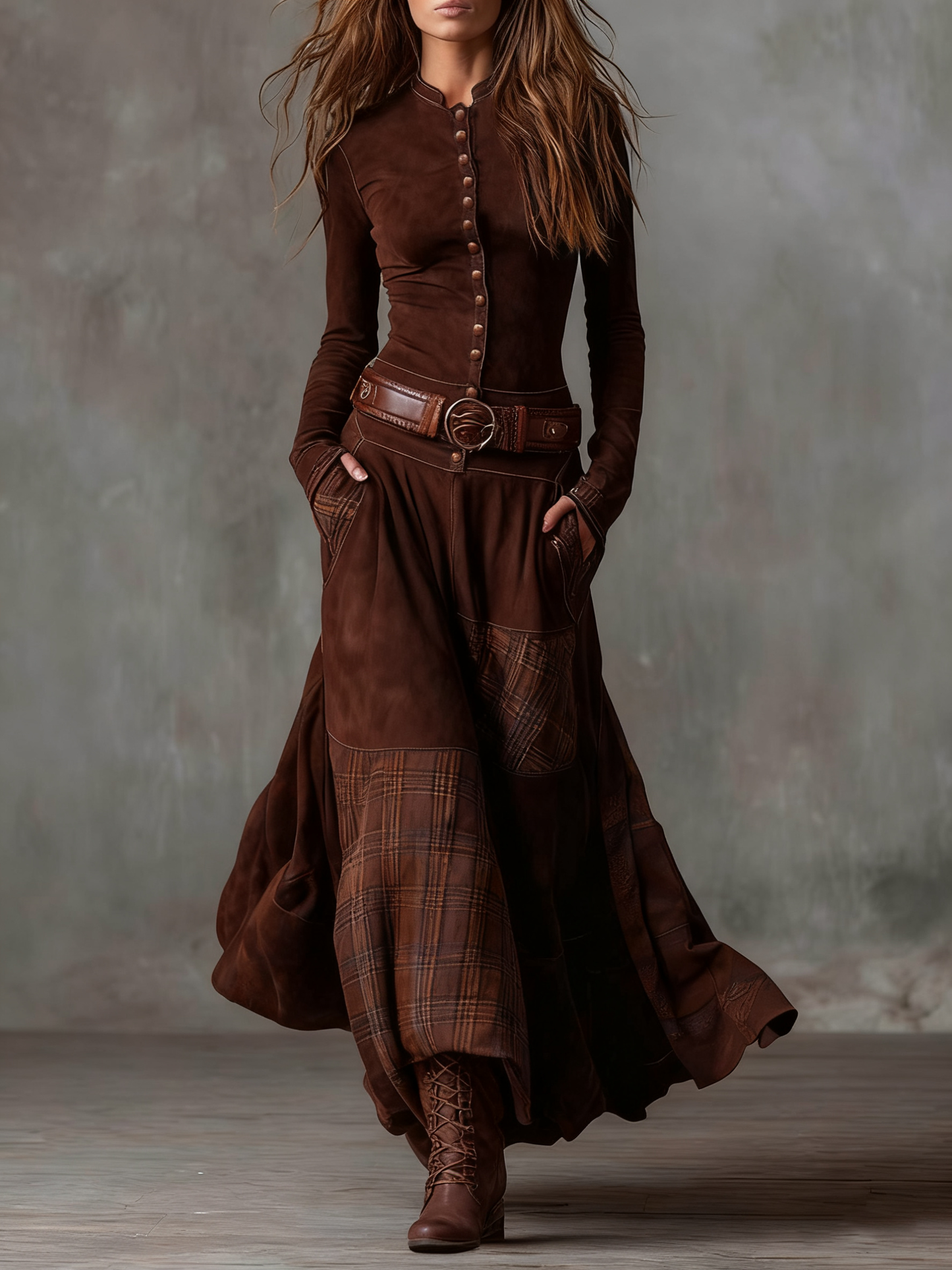 Zoraya | Vestido Largo con Paneles Artesanales
