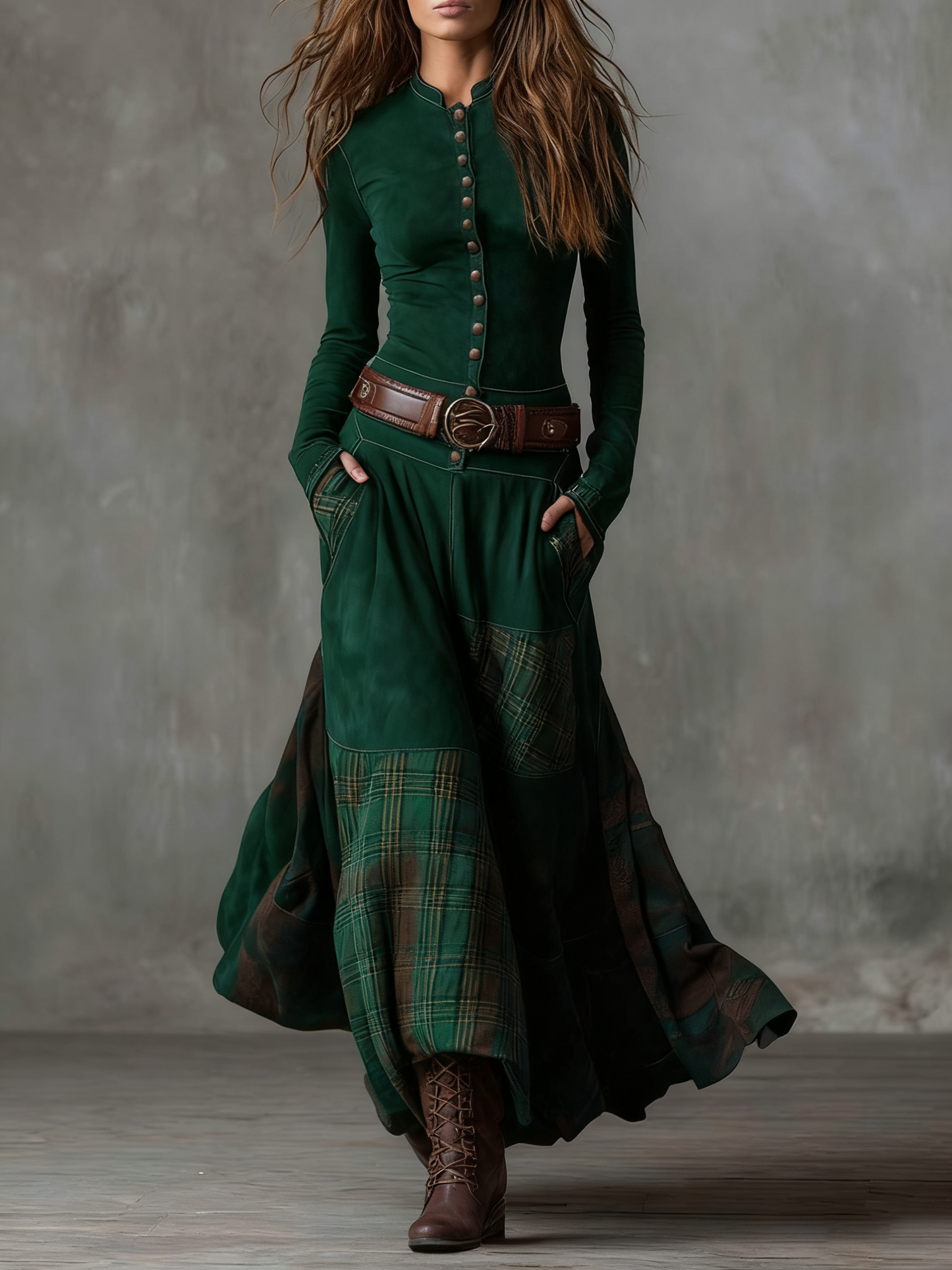 Zoraya | Vestido Largo con Paneles Artesanales