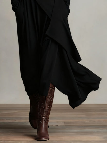 Solmira | Vestido Largo Plisado Asimétrico Con Cuello Alto