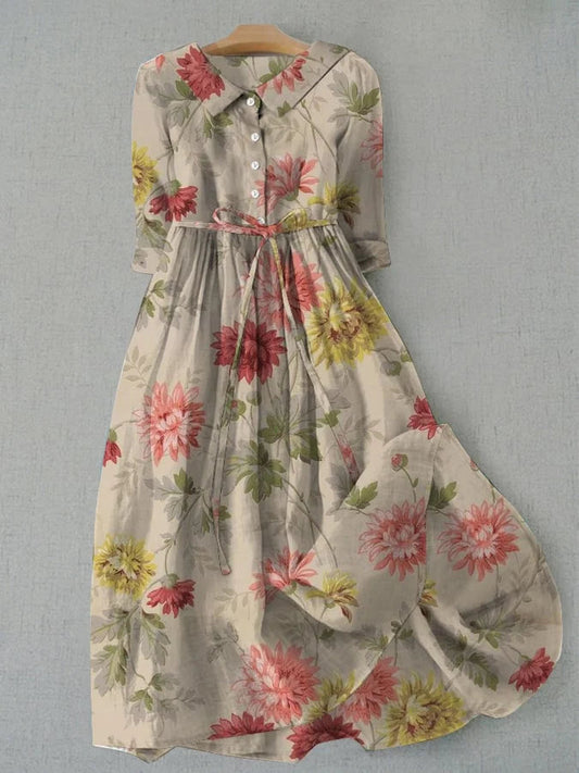 Vestido de Cintura con Cordones para Mujeres Zinnia - Encanto Vintage y Comodidad Moderna
